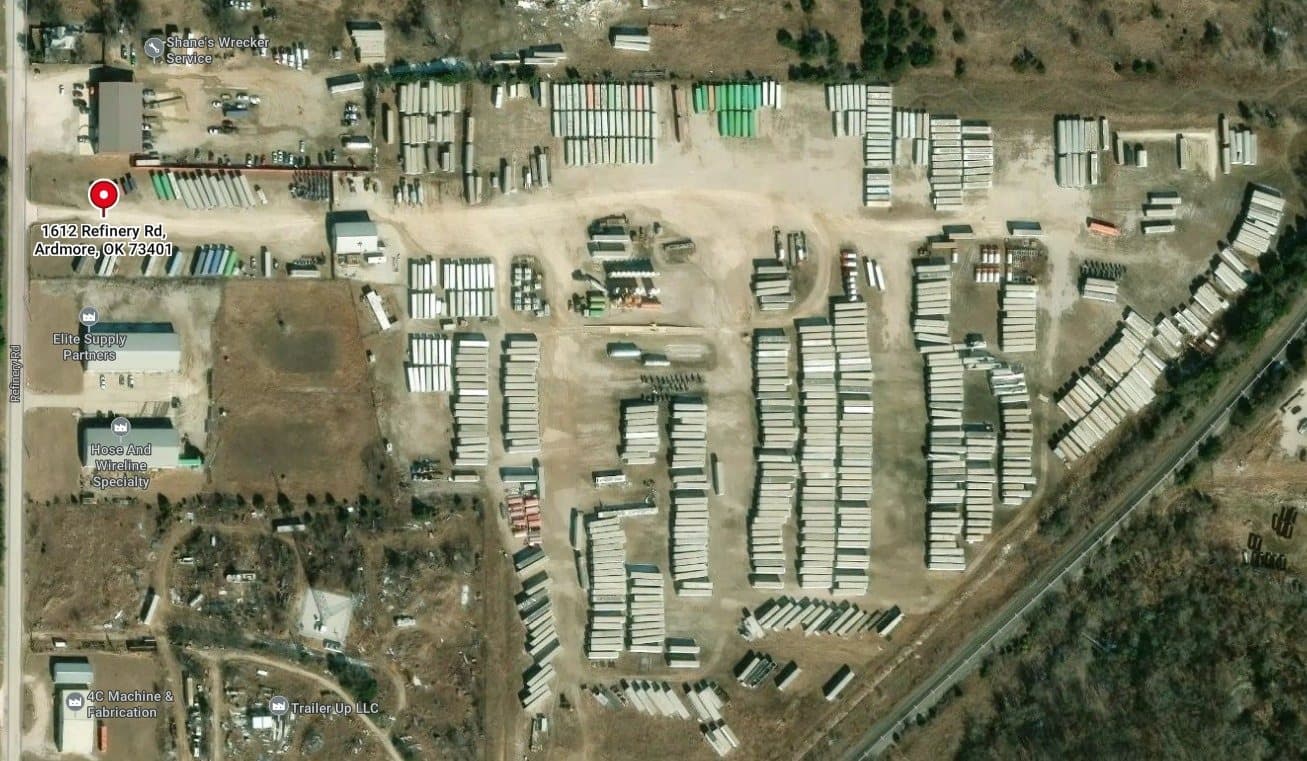 Aerial view of the Ardmore Trailer yard on Refinery Road, Ardmore, Oklahoma